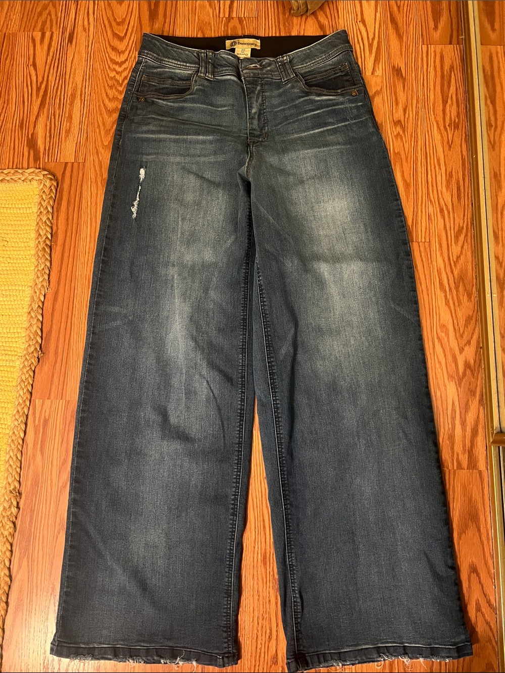 Democracy Dark Blue Wide Leg Jeans with Subtle Distress